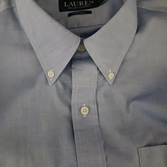 Lauren Ralph Lauren Classic Fit Non Iron Blue Button-up Shirt Size 17 34/15 - Picture 5 of 9